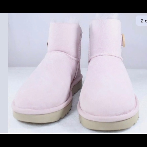 UGG Mini Bailey Button II Boots Seashell Pink - Picture 2 of 8